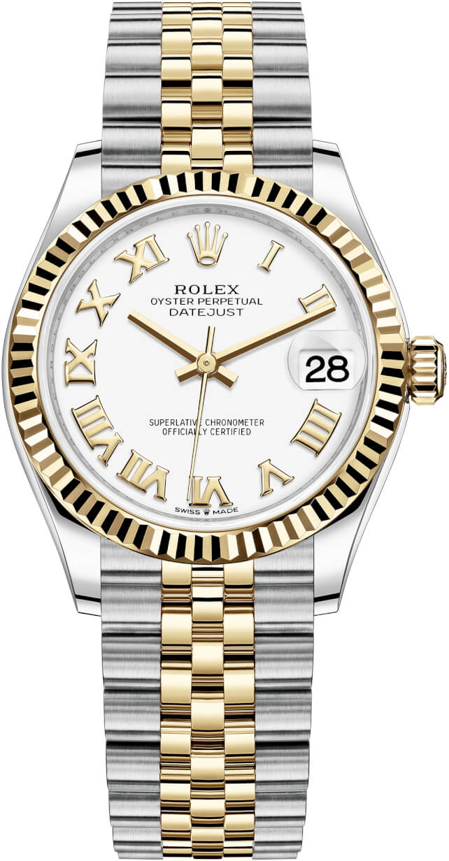 Datejust 31mm Stainless Steel and Yellow Gold 278273 White Roman Jubilee